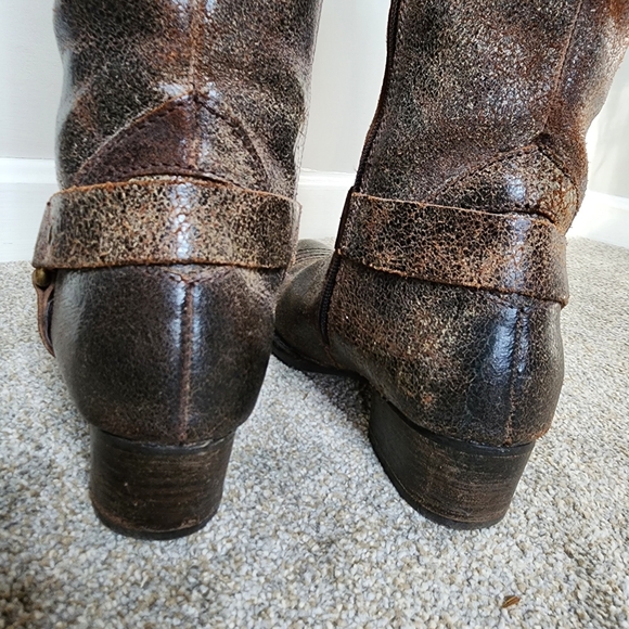Tall Brown Distressed Leather Harness Cowboy Boot Size 7.5 - Picture 7 of 10
